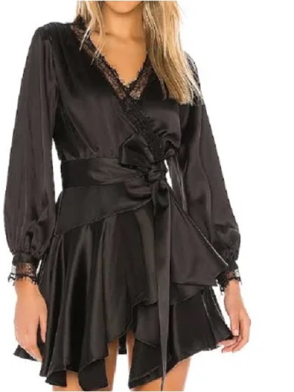lace trim, drop waist big bow handkerchief, hem mini dress